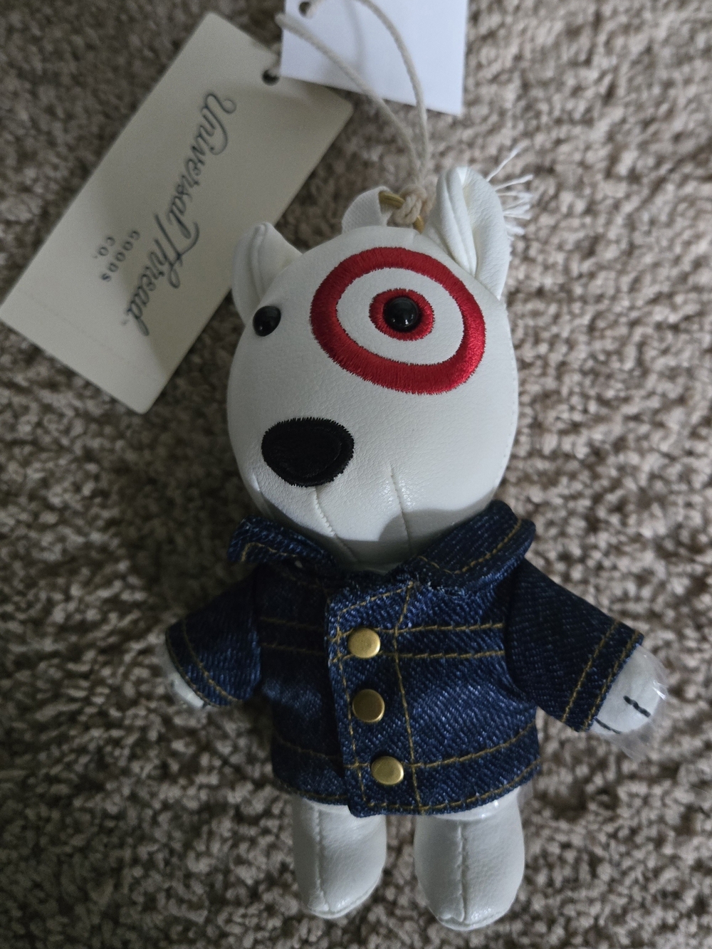 Threshold White Plush Dog Key & Card Holder with Red Target Accent